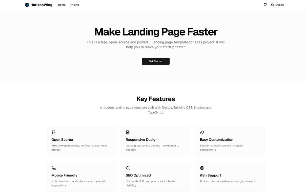HorizonWing Landing Page product image