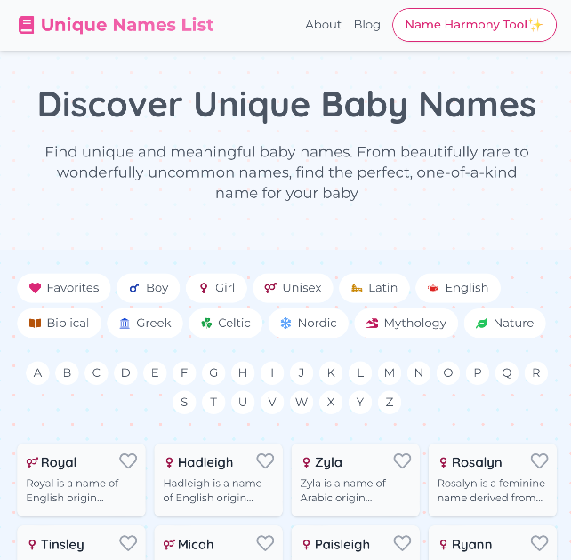 Unique Names List product image