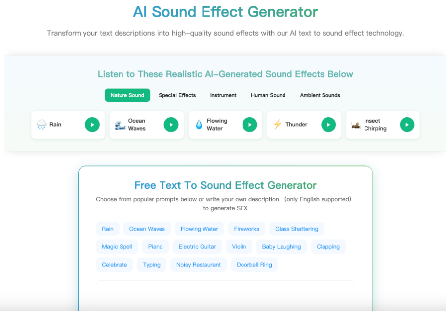 Free AI sound effect generator product image
