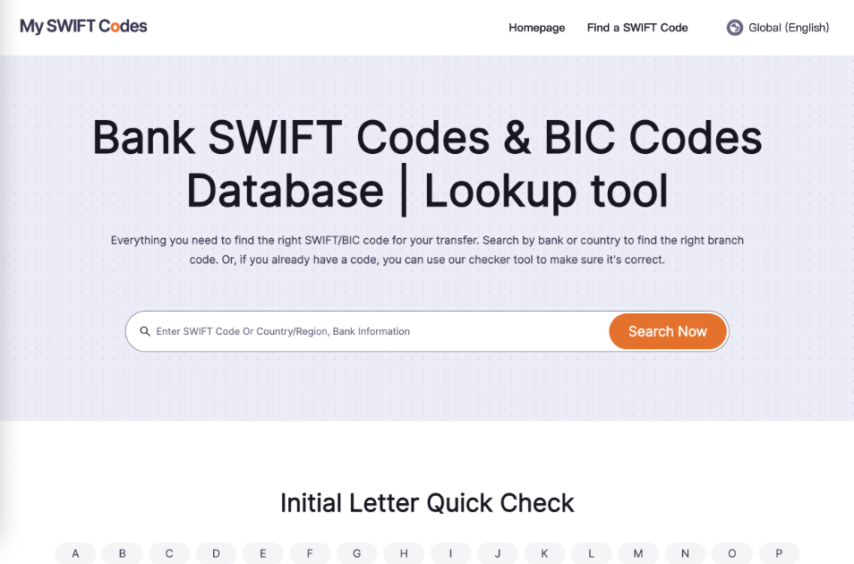 Bank SWIFT Codes & BIC Codes Database screenshot 1
