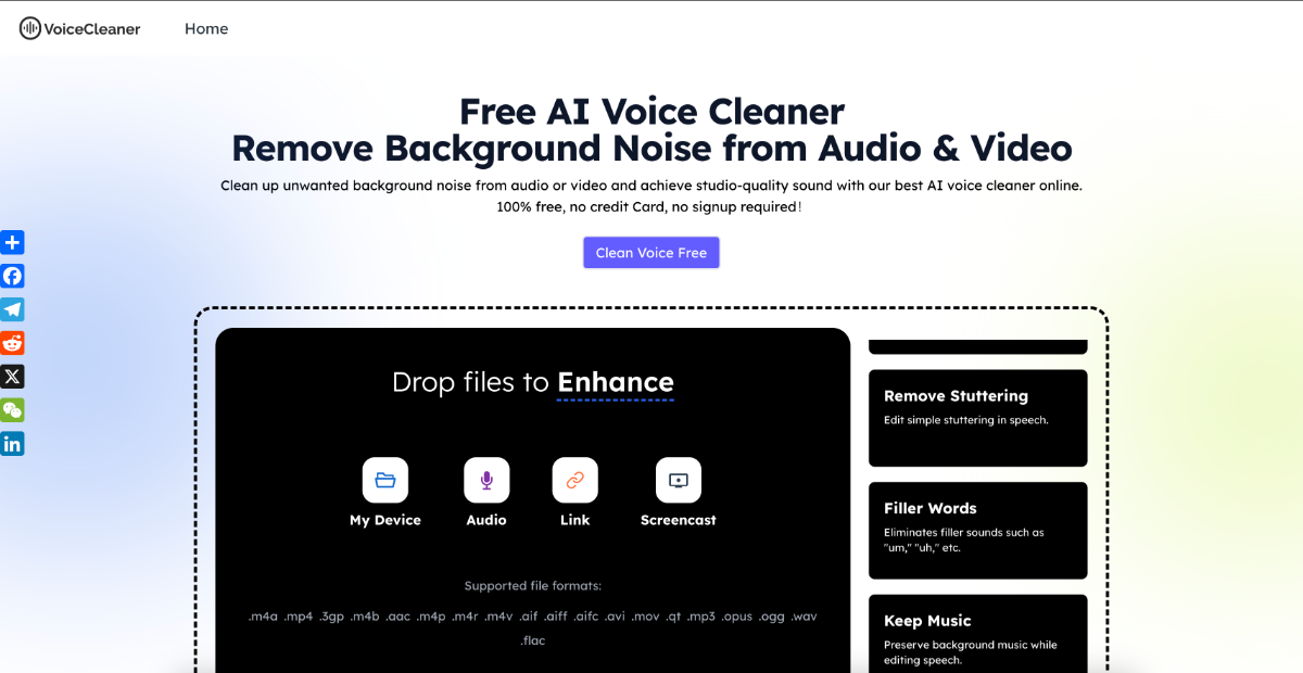 Free AI Voice Cleaner Online image number 01