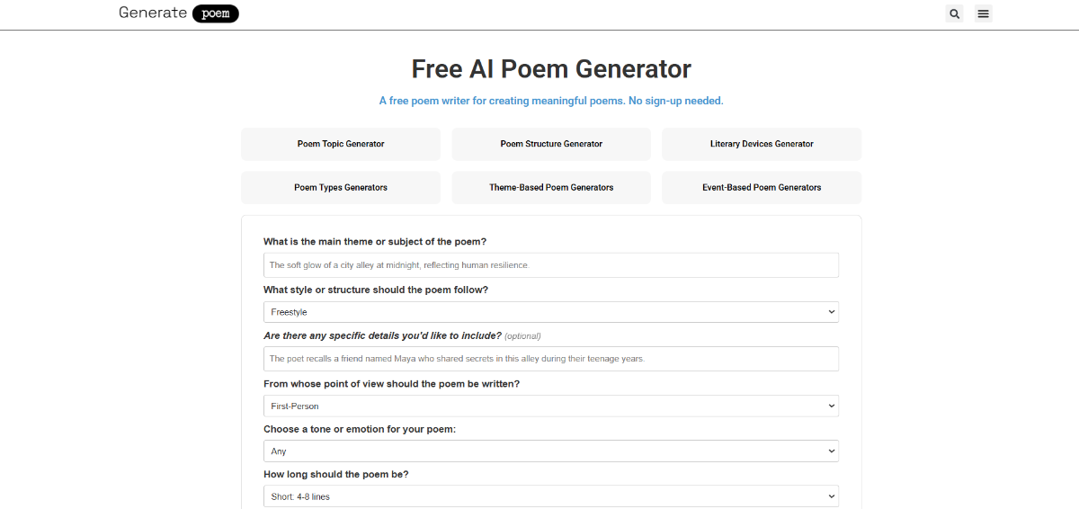 Generatepoem.io image number 01