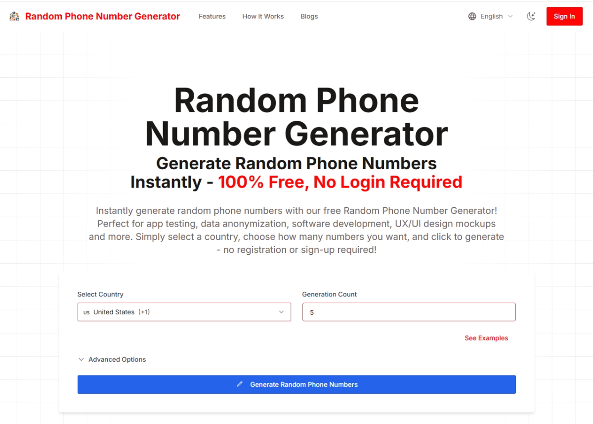 Random PhoneNumber Generator product image