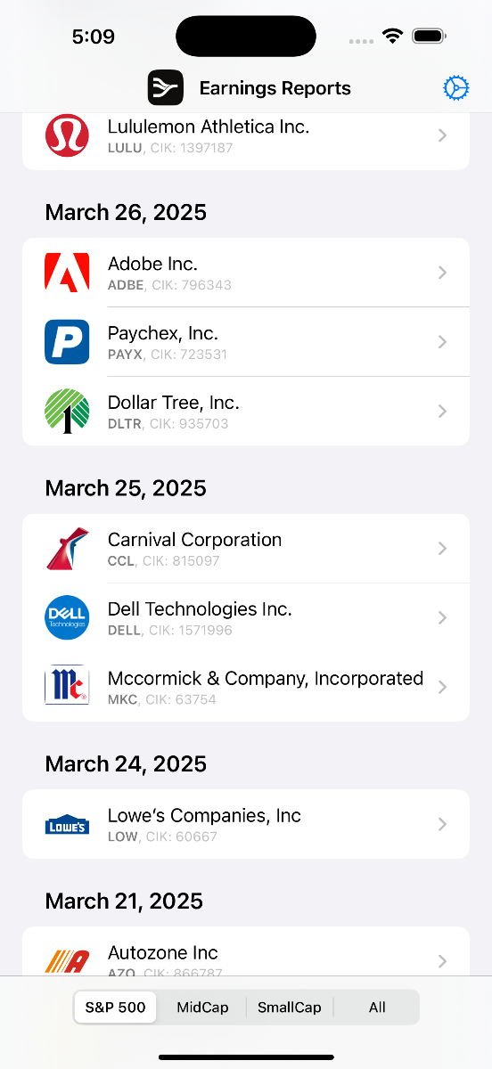 Stock Earnings Tracker image number 01