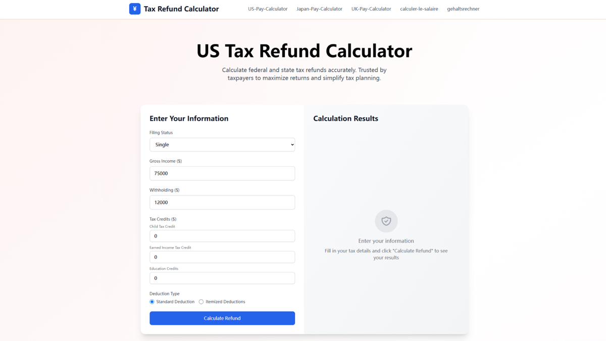 Tax Refund Calculator image number 01