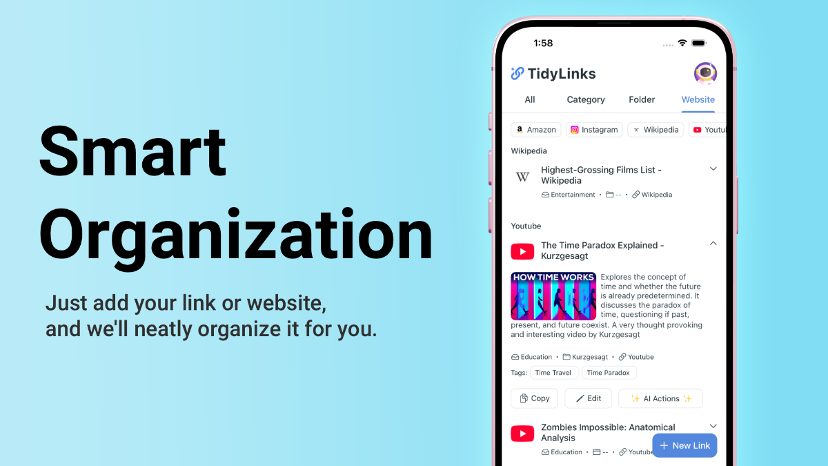 Tidylinks - AI bookmark Manager image number 01