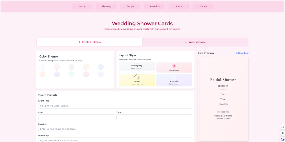 wedding shower cards generator image number 01